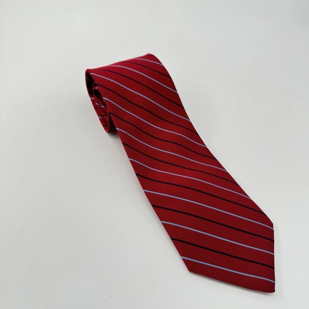 Brooks Brothers Red Rep Stripe 100% Silk Tie 3.75 Classic Wide USA Made 61